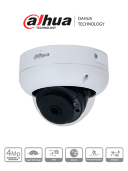 Camara Domo Dahua IPC-HDBW3441R-AS-P, 4MP/Lente 2.1 MM/180°/IR 15 MTS/POE/WDR/H.265+/IP67/DET. de Mov. Inteligente/Proteccion Perimetral