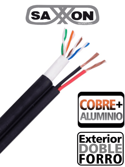Bobina de Cable UTP CAT5E Siames Saxxon OUTP5ECCAEXT2E Exterior/ 305 Metros/ CAL. 18 AWG