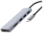 Hub Nextep NE-446 USB-C 6 en 1 USB 3.0/ HDMI/ 4K Lector SD-TF Gris