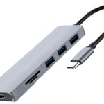 Hub Nextep NE-446 USB-C 6 en 1 USB 3.0/ HDMI/ 4K Lector SD-TF Gris