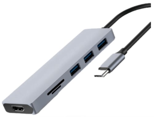 Hub Nextep NE-446 USB-C 6 en 1 USB 3.0/ HDMI/ 4K Lector SD-TF Gris