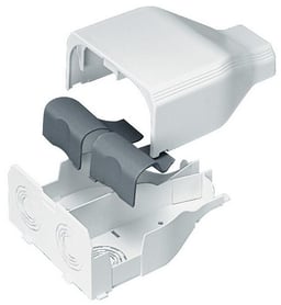 Conexión de tubería a canaleta T45, Syscom T45EEIW, salidas de 1/2", 3/4", 1" y 1 1/4", material ABS, color blanco mate