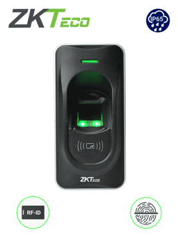Lector Esclavo de Huella y Tarjetas ID ZKTECO FR1200/125KHZ/Interior/Exterior/Conexion RS485/Indicador de Estado/Requiere Panel Serie InBio/No Incluye Fuente/Se Energiza Desde el Panel