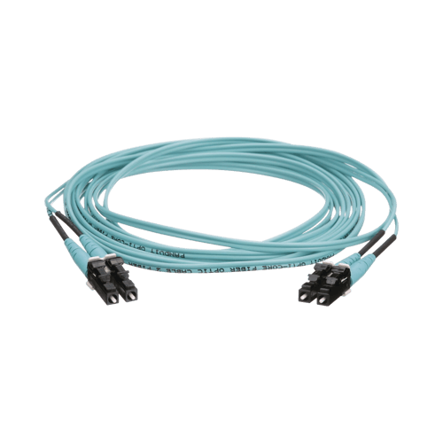 Jumper de Fibra Optica Panduit FZ2ERLNLNSNM015 Multimodo 50/125 OM4, LC-LC Duplex, OFNR (Riser), Color Aqua, 15 Metros