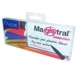Caja con 4 Piezas de Marcadores Magistral 84074 para Pizarrón Didáctico / Punta Fina / Colores Surtidos
