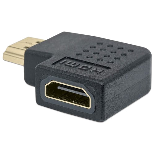Adaptador HDMI Hembra - HDMI a Macho Angulo Derecho de 90° Manhattan 353496 Negro