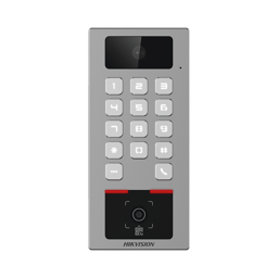 Teclado Con Lector Fisico de QRS Hikvision DS-K1T502DBWX-CQR Exterior/Antivandalico/IP65/Funcion de Videoportero Multiapartamento/Tarjeta/Codigo QR/PIN/APP Hikconnect/Camara 2MP Compatible Con NVRS
