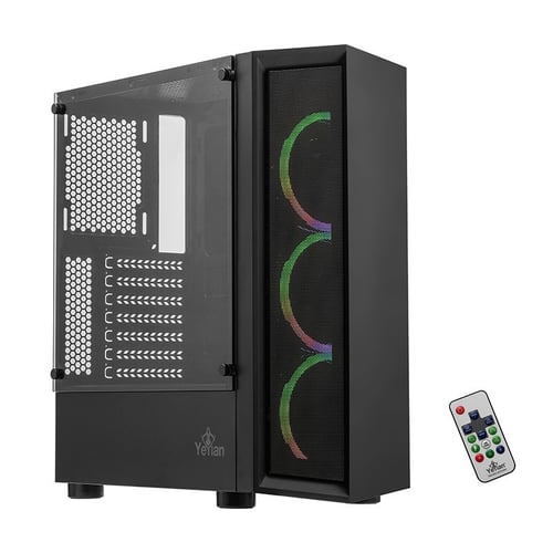 Gabinete Yeyian Ventle Master C/Ventana / Midi-Tower / Negro / USB 2.0-3.0 / Micro ATX / Sin Fuente / Con 3 Ventiladores ARGB / YCH-ATAB-01BK