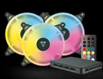 Kit de 3 Ventiladores de 120MM ARGB Ocelot Gaming OFKIT-2 Incluye HUB y Control Remoto Para Controlar Los Colores