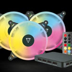 Kit de 3 Ventiladores de 120MM ARGB Ocelot Gaming OFKIT-2 Incluye HUB y Control Remoto Para Controlar Los Colores