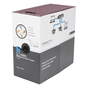 Bobina de Cable UTP LinkedPro by EPCOM PRO-CAT-5-EXT-LITE-DJ para Exterior/Cat5e con Doble Forro/Climas Extremos/de 305M/Negro
