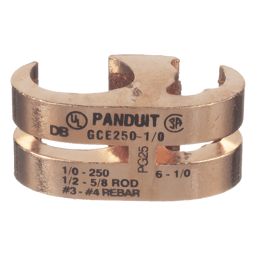 Conector de Conexión Tierra Tipo "E" Panduit GCE1/0-1/0-L Para Conductor de Cobre 6 AWG SOL-1/0 AWG STR/16-50MM2/con Certificado UL467 y CSA Para Enterramiento