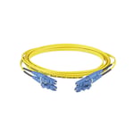 Jumper de Fibra Optica Panduit F92ERLNLNSNM005 Monomodo 9/125 OS2, LC-LC Duplex, OFNR (Riser), Color Amarillo, 5 Metros