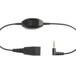 Cable Cord QD a conector de 3.5 mm con push-to-talk, Jabra, color negro, Mobile-QD-35MM-S, 8800-00-103