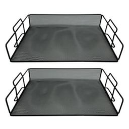 Paquete con 2 Piezas de Charolas Apilables Nextep NE-169 de Malla Metálica/37.5 x 24.5 x 7.5 cm/Negro