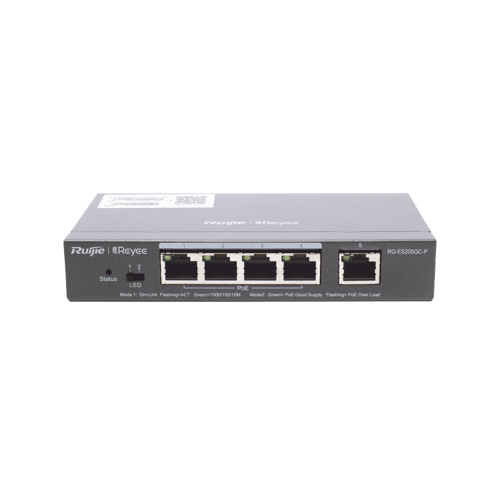 Switch Administrable POE Ruijie RG-ES205GC-P 5 Puertos Gigabit, 4 POE 802.3AF/AT, 54W