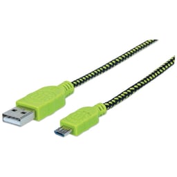 Cable USB-A a Micro USB-B Manhattan 394062 de 1M/Color Negro-Verde