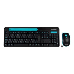 Kit Teclado y Mouse Inalambrico Techzone TZ20COMB02-INA Negro/ Azul con Soporte para Dispositivo Movil Hasta 9"