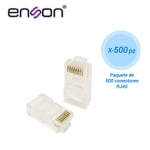 Paquete C/500 Conectores RJ45 Enson Para Cable UTP CAT6, de 8 Pines, Velocidad de Hasta 1000MBPS