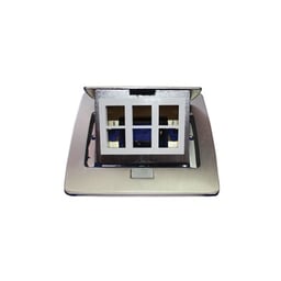 Mini caja de piso Thorsman rectangular para datos y conectores tipo keystone, color y material en acero inoxidable (3 puertos) (11000-21202), TH-MC-PD