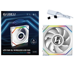 Ventilador Lian Li Uni Fan SL Wireless LCD/1X120MM/ARGB/1900RPM/PBT/Color Blanco/G99.12SLLCD1W1W.00
