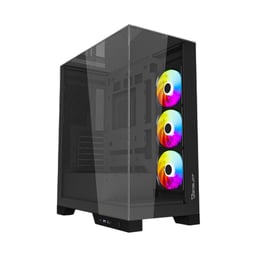 Gabinete Ocelot Gaming Glass Hunter 3 / Mini Torre / Con Ventana / Sin Fuente / USB 2.0-3.0 / 3 Ventiladores Instalados ARGB / Negro / Micro-ATX