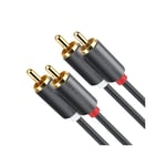Cable de Audio 2 RCA Macho a 2 RCA Macho, Ugreen 10519, Anillos de Goma, 3 Metros, Color Negro