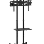 Soporte de Piso Movil Ovaltech Para TV de 37 a 70" Hasta 50KG, Color Negro, OVTV-CA3770