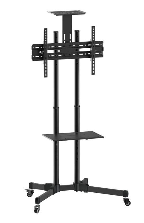 Soporte de Piso Movil Ovaltech Para TV de 37 a 70" Hasta 50KG, Color Negro, OVTV-CA3770
