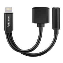 Cable Adaptador Lightning Steren POD-457 3.5MM/Compatible con Dispositivos Apple/Negro