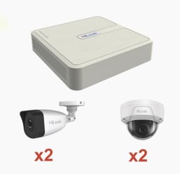 Kit IP Hilook KIP2MP/ 2B2D 1080P/ NVR de 4 Canales/ 2 Camaras IP Bala/ 2 Camaras IP Domo