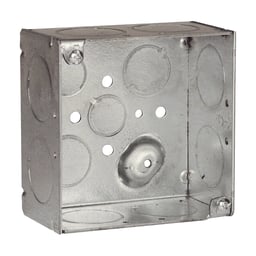 Caja Cuadrada Galvanizada Raco 233 De 4x4" / Profundidad De 2 1/8" / 8 Entradas 1", 3 Entradas 1/2" Y 2 Entradas 3/4" / Soldada / HUB-233