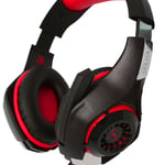 Diadema Audifono Flexible Con Microfono Necnon, Alambrico 3.5MM Color Negro-Rojo, NCAGVI02SI