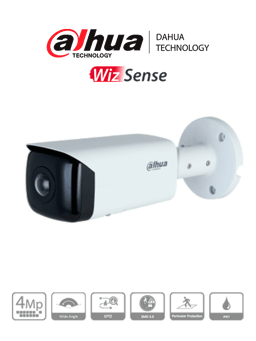 Camara IP Bullet Dahua DH-IPC-HFW3441T-AS-P, Resolucion 4MP/ Lente 2.1 MM/ 180°/ IR 20 MTS/ IA WizSense/ POE/ WDR/ H.265+/ IP67/ Microfono