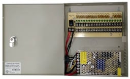 Fuente de poder regulada Saxxon 12V/10A con distribuidor para 18 cámaras/ 0.55AMP