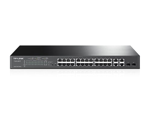 Switch administrable TP-Link Fast Ethernet JetStream TL-SL2428P, puertos PoE+ 10/100Mbps, 2 puertos 10/100/1000Mbps, 2 puertos SFP, 12.8Gbit/s, 8000 entradas