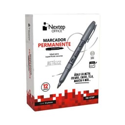 Caja c/12 Piezas de Marcador Permanente Nextep Punta Fina/2mm/Color Plata/NE-070P