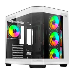 Gabinete Balam Rush Tank Master 9600 TB Con Ventana RGB, Midi-Tower, ATX / Micro-ATX / ITX, USB 3.0 / 2.0, Sin Fuente, 4 Ventiladores Instalados, Blanco / Negro