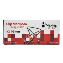 Caja con 50 Piezas de Clips Mariposa Nextep NE-042B de #2 40 mm/Niquelado