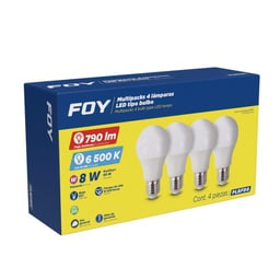 Paquete De 4 Lámparas LED FOY PLBFD8/A19/8W/Luz De Día/790 lm/No Atenuables