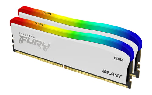 Memoria DDR4 16GB (2X8GB) 3600MHZ Kingston Fury Beast RGB Non-ECC CL17 Blanco, KF436C17BWAK2/16