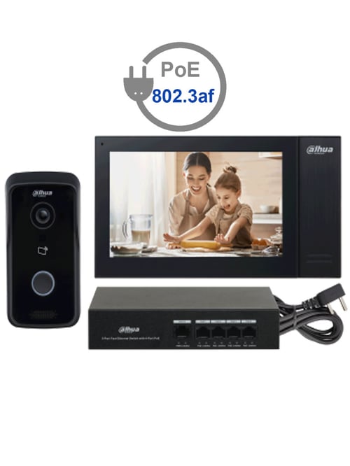Kit de Videoportero IP Dahua KITKTP02, Frente de Calle, Monitor y Switch POE/ 7" LCD Touch/ 1MPX /SD/ IP65
