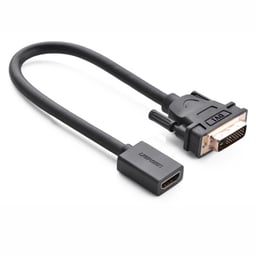 Convertidor DVI Macho A HDMI Hembra Ugreen 20118 De 22CM / Bidireccional / DVI 24+1 / 1080P@60HZ / Negro