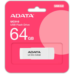 Memoria USB 64GB Adata UC310-64G-RWH UC310, USB 3.2, Blanco