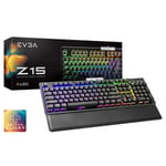Teclado Mecanico EVGA Z15 Gaming Alambrico RGB Switch Kailh Speed Bronze Clicky, 822-W1-15SP-K2