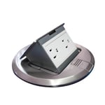 Mini Caja de Piso Redonda 2 Contactos Acero Inoxidable Thorsman, 11000-12201
