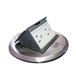 Mini Caja de Piso Redonda 2 Contactos Acero Inoxidable Thorsman, 11000-12201