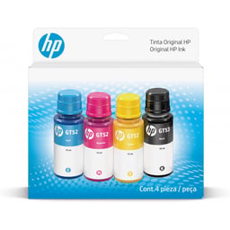Paquete De 4 Tintas HP GT53/GT52 Colores Negro / Cian / Amarillo / Magenta / 9F3N4AL