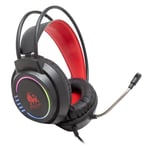 Diadema Audifono Con Microfono Necnon Alambrico Gamer 3.5MM/ LED/ Color Negro-Rojo, NCAGKI02FL