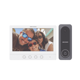 Kit de Videoportero TurboHD Con Pantalla LCD a Color de 7" Hikvision DS-KIS212 Frente de Calle Para Exterior de Policarbonato/720P/130° de Vision